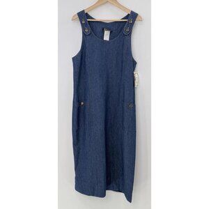 Vtg Deadstock Artisan 100% Cotton Maxi Denim Dress Blue Sz 12P Countrycore Basic